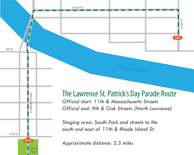 Parade Route Map from South Park through downtown and North Lawrence Parade Route Map from South Park through downtown and North Lawrence